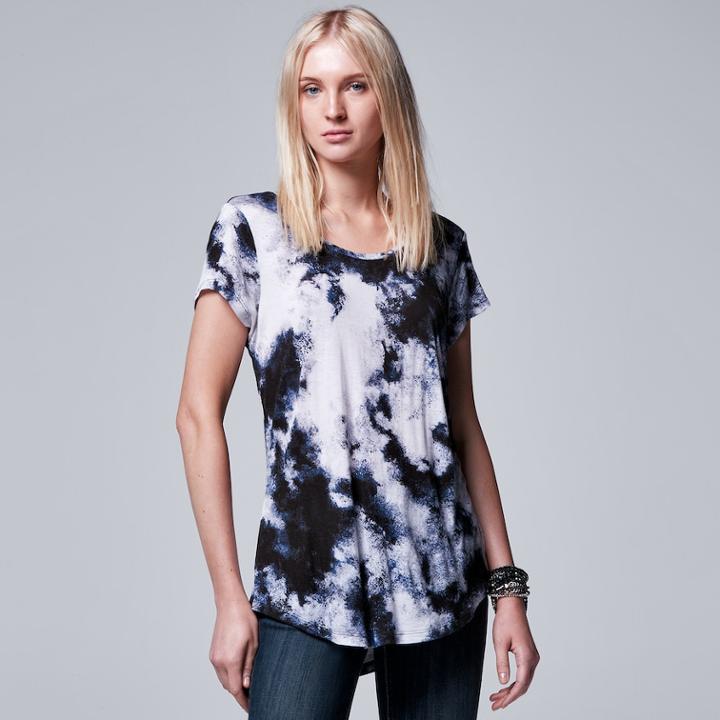 Women's Simply Vera Vera Wang Print Scoopneck Tee, Size: Medium, Light Grey