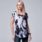 Women's Simply Vera Vera Wang Print Scoopneck Tee, Size: Medium, Light Grey