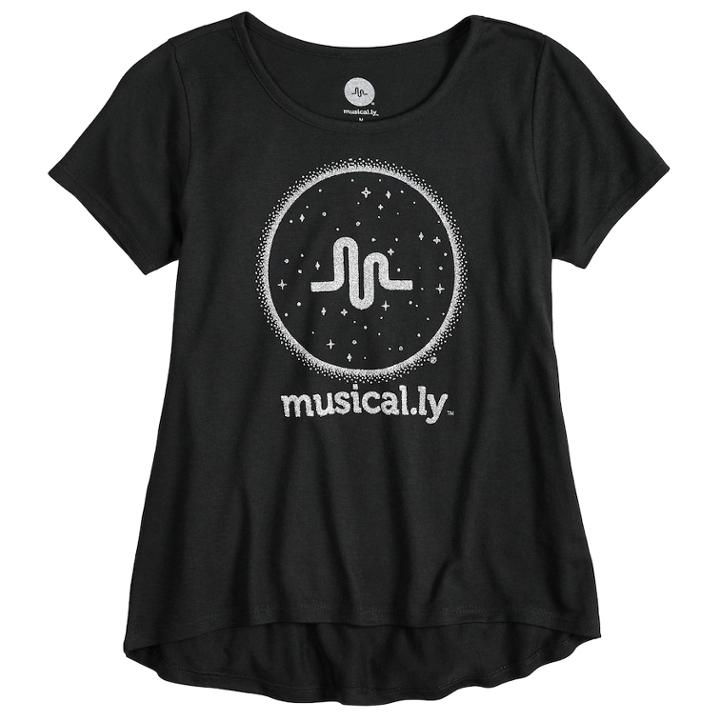 Girls 7-16 Musical. Ly Sparkle Graphic Tee, Size: Large, Black