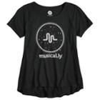 Girls 7-16 Musical. Ly Sparkle Graphic Tee, Size: Large, Black