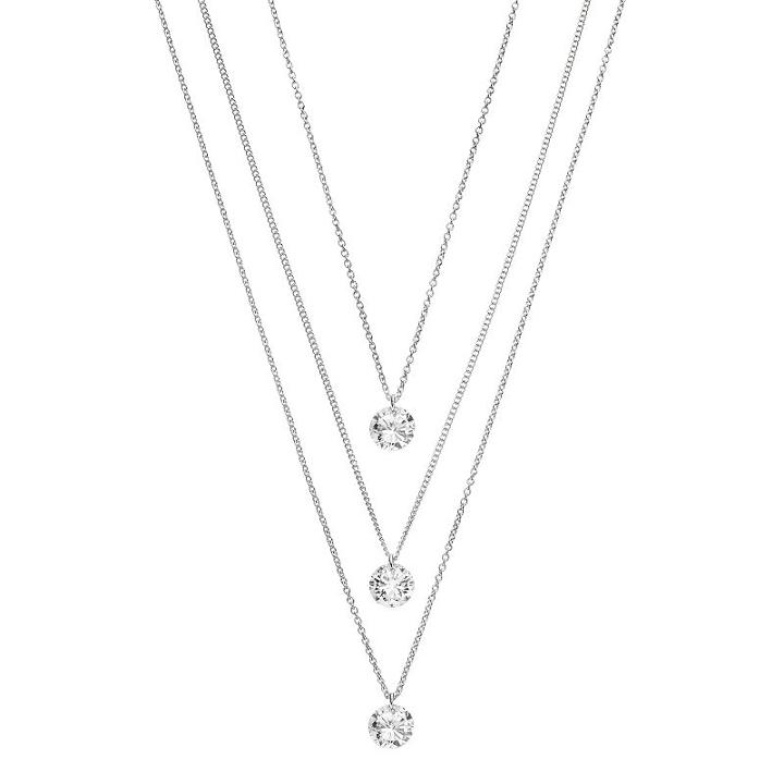 Lc Lauren Conrad Simulated Crystal Silver Tone Multi Strand Necklace, Women's