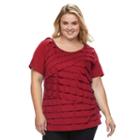 Plus Size Ab Studio Tiered Scoopneck Tee, Women's, Size: 2xl, Red