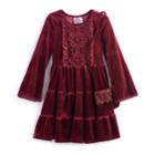 Girls 4-6x Knitworks Tiered Velvet Dress, Size: 6x, Dark Red