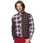Men's Chaps Pieced Plaid Button-down Shirt, Size: Large, Black