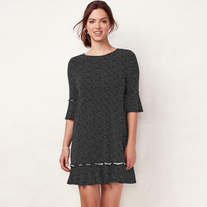 Women's Lc Lauren Conrad Ruffled T-shirt Dress, Size: Large, Black