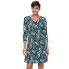Women's Croft & Barrow&reg; Printed Pullover Dress, Size: Medium, Green