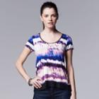 Petite Simply Vera Vera Wang Print Chiffon-trim Tee, Women's, Size: Xs Petite, Med Purple