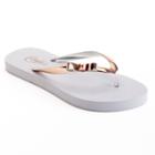 Candie's&reg; Women's Zori Metallic Bow Thong Flip-flops, Size: Small, White