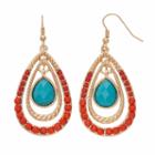 Aqua & Orange Nickel Free Triple Teardrop Earrings, Women's, Multicolor