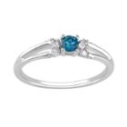 Round-cut Blue And White Diamond Engagement Ring In 10k White Gold (1/5 Ct. T.w.), Women's, Size: 9