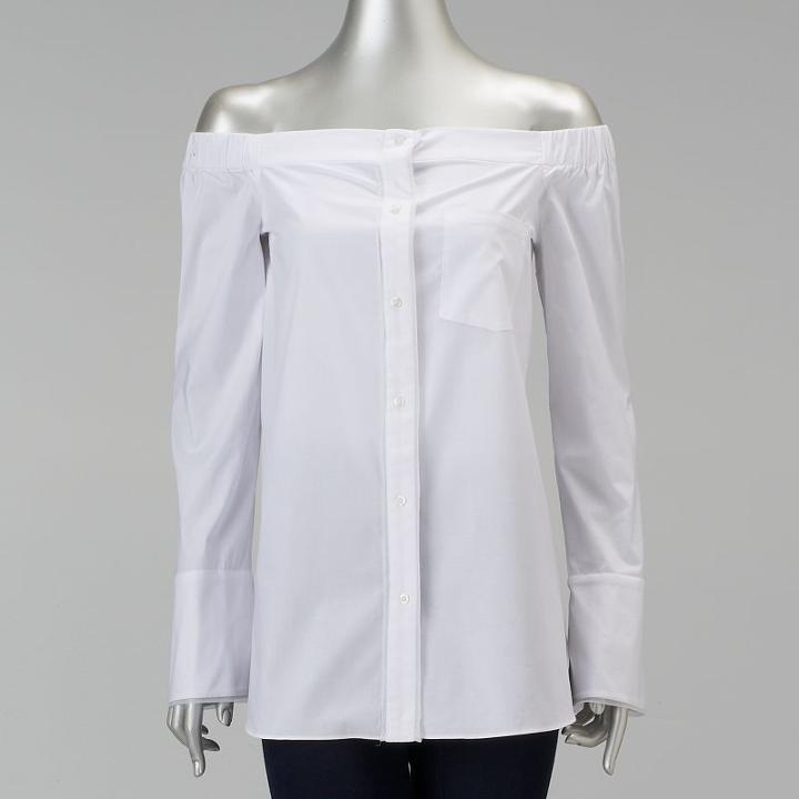 Women's Simply Vera Vera Wang Off-the-shoulder Top, Size: Medium, White