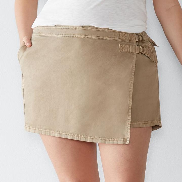 Plus Size Sonoma Goods For Life&trade; Faux-wrap Twill Shorts, Women's, Size: 18 W, Lt Green
