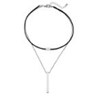 Stick Pendant Layered Choker Necklace, Women's, Black