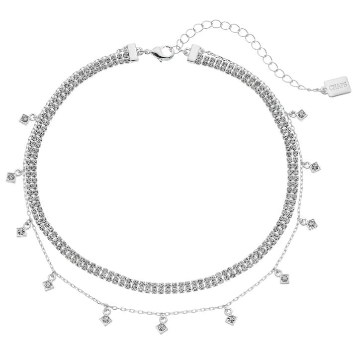 Chaps Cup Chain Double Strand Choker Necklace, Women's, Silver