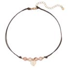 Lc Lauren Conrad Pink Beaded Leaf Cord Choker Necklace, Women's