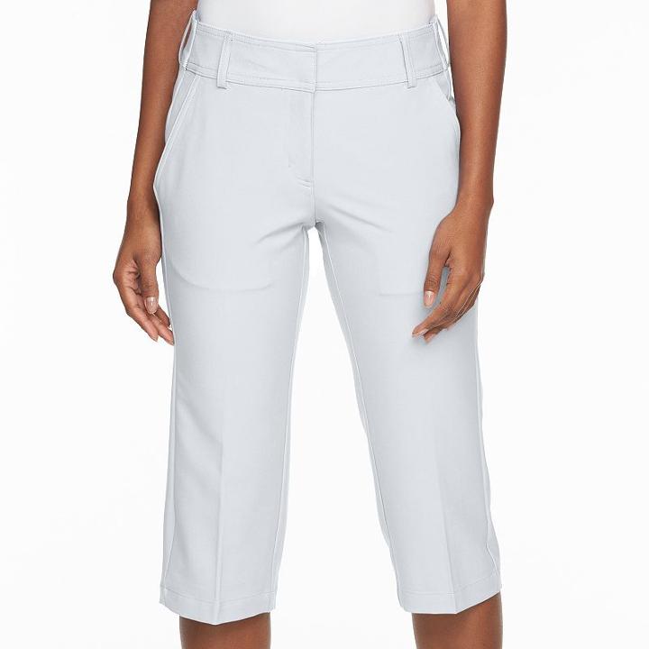 Women's Pebble Beach Performance Stretch Twill Golf Capris, Size: 8, White