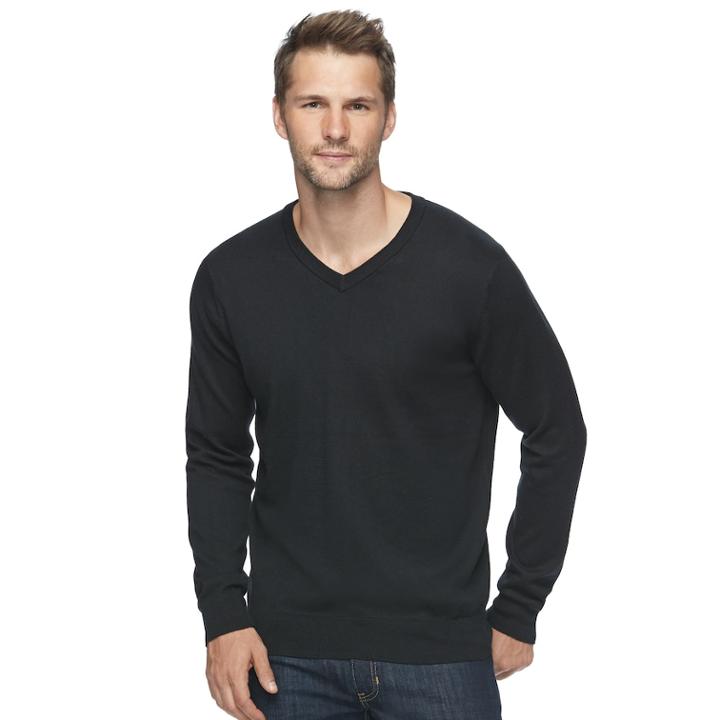Men's Sonoma Goods For Life&trade; Coolmax Classic-fit V-neck Sweater, Size: Large, Oxford