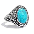 Silver Tone Simulated Turquoise Oval Cabochon Ring, Women's, Size: 9, Blue