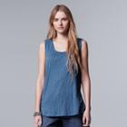 Women's Simply Vera Vera Wang Floral Jacquard Tank, Size: Large, Blue (navy)