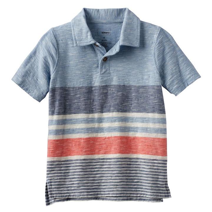 Boys 4-7x Sonoma Goods For Life&trade; Slubbed Striped Polo, Boy's, Size: 5, Blue (navy)