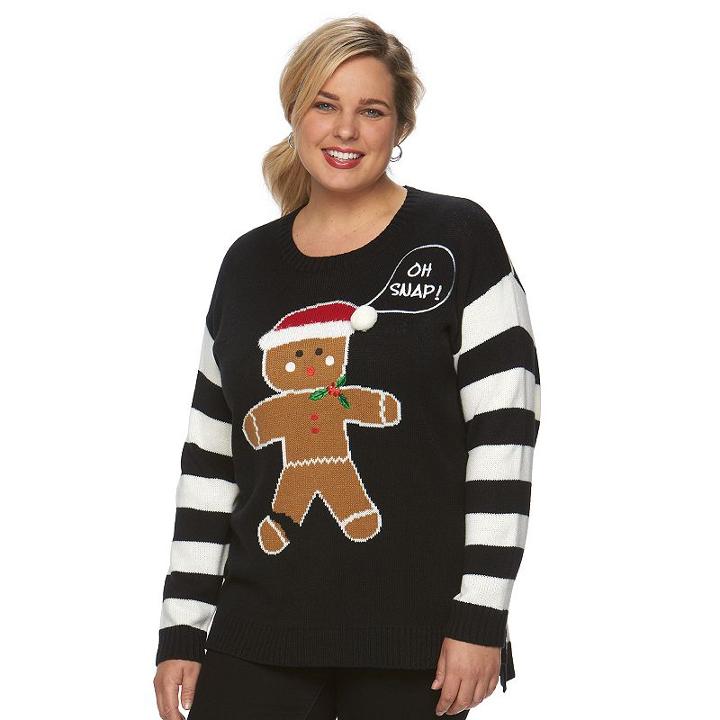 Us Sweaters, Plus Size Christmas Crewneck Sweater, Women's, Size: 2xl, Black