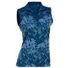 Women's Nancy Lopez Palmy Sleeveless Golf Polo, Size: Large, Dark Blue