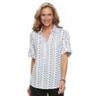 Women's Cathy Daniels Print Roll-tab Shirt, Size: Small, Black