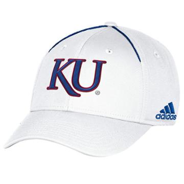 Adult Adidas Kansas Jayhawks Coach Flex-fit Cap, Men's, Size: S/m, White