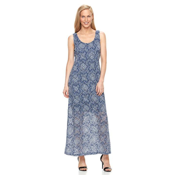 Women's Ronni Nicole Burnout Lace Maxi Dress, Size: 10, Blue (navy)