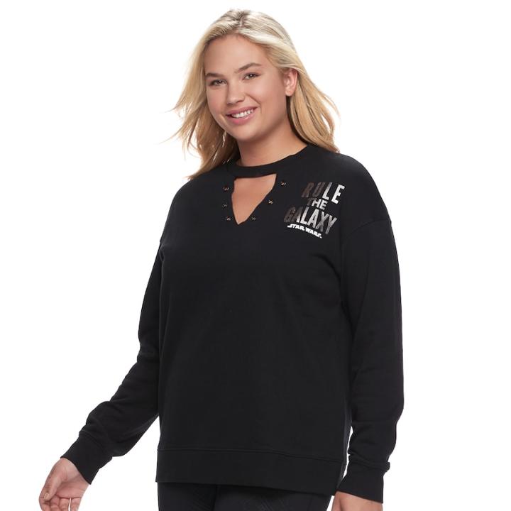 Juniors' Plus Size Her Universe Star Wars Rule The Galaxy Choker Neck Sweatshirt, Teens, Size: 3xl, Black