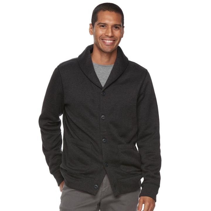 Men's Sonoma Goods For Life&trade; Classic-fit Fleece Cardigan Sweater, Size: Medium, Black