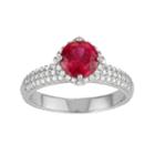 Sterling Silver Lab-created Ruby & White Sapphire Halo Ring, Women's, Size: 5, Red