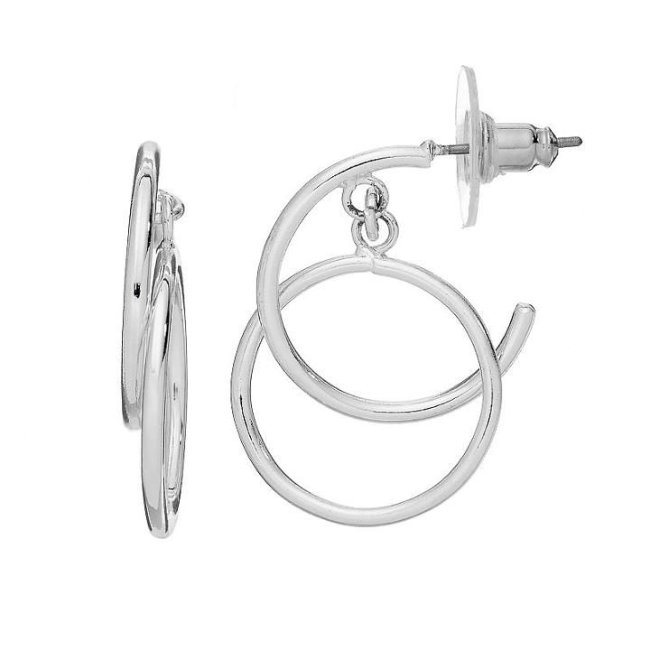 Napier Circle Drop Nickel Free Hoop Earrings, Women's, Silver