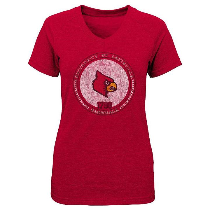 Girls 7-16 Louisville Cardinals Team Medallion Tee, Girl's, Size: M(10-12), Red