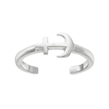 Barefootsies Silver Plated Anchor Toe Ring, Women's, Grey