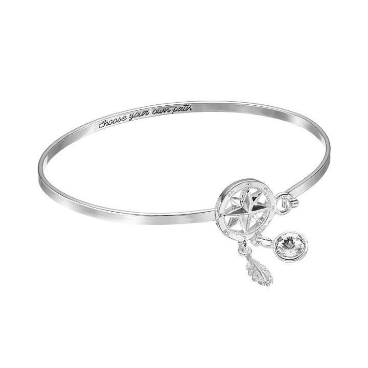 Disney's Pocahontas Crystal Charm Bangle Bracelet, Women's, White