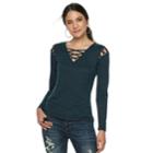 Women's Rock & Republic&reg; Lattice-shoulder Tee, Size: Xl, Dark Blue
