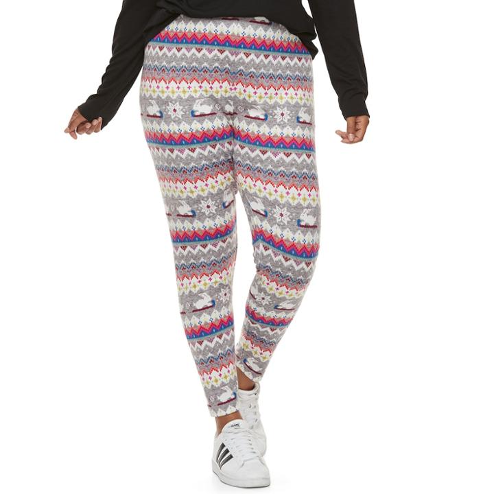 Juniors' Plus Size So&reg; Holiday Leggings, Teens, Size: 2xl, Dark Grey