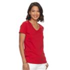 Women's Croft & Barrow&reg; Essential V-neck Tee, Size: Xs, Med Red