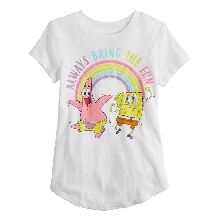 Girls 4-10 Jumping Beans&reg; Spongebob & Patrick Graphic Tee, Size: 6, White