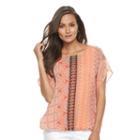 Women's Dana Buchman Geometric Bubble-hem Top, Size: Medium, Lt Orange