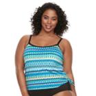 Plus Size Apt. 9&reg; Printed Faux-tankini One-piece Swimsuit, Women's, Size: 3xl, Prism
