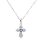 Hallmark Kids' Sterling Silver Cross Pendant Necklace, Girl's, Size: 16, Multicolor