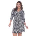 Plus Size White Mark Printed Faux-wrap Dress, Women's, Size: 1xl, Green