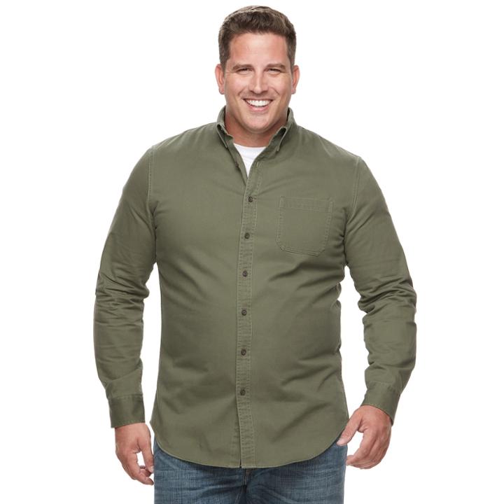 Big & Tall Croft & Barrow&reg; Regular-fit Twill Button-down Shirt, Men's, Size: Xl Tall, Green