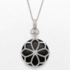 Sterling Silver Onyx Flower Pendant, Women's, Size: 18, Black