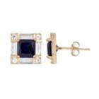 10k Gold Lab-created Blue & White Sapphire Square Stud Earrings, Women's