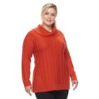 Plus Size Napa Valley Cowlneck Tunic Sweater, Women's, Size: 2xl, Med Red