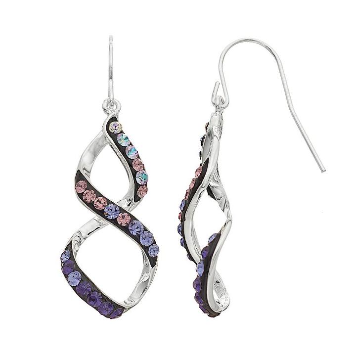 Confetti Crystal Twist Drop Earrings, Women's, Purple