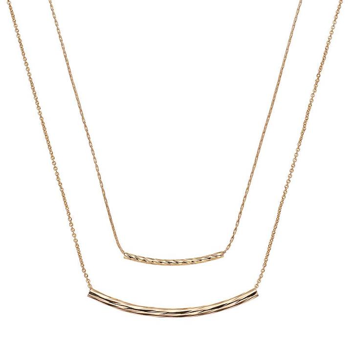Lc Lauren Conrad Curved Bar Link Double Strand Necklace, Women's, Gold